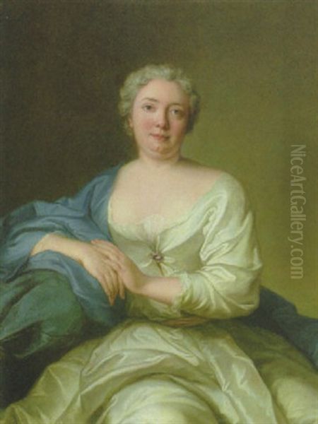 Portrat Einer Dame In Dekolletiertem Gewand Und Blauer Stola - view 1
