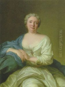 Portrat Einer Dame In Dekolletiertem Gewand Und Blauer Stola by Jean Marc Nattier