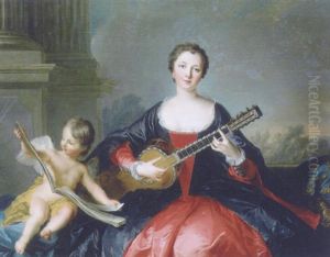 Portrait Of A Lady (mademoiselle De Beaujolais?), Playing A Guitar