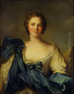 Portrait De Femme A La Robe Bleue by Jean Marc Nattier