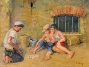 Scugnizzi Che Giocano A Carte by Nicola Biondi