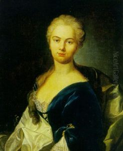 A Portrait Of A Lady In A Blue Silk Dress by Jean Marc Nattier