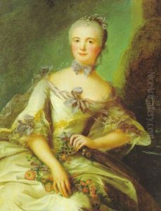 Bildnis Einer Dame Mit Blumen Im Schos by Jean Marc Nattier