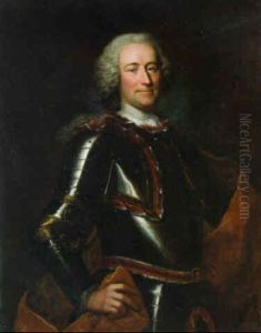 Portrait Of A Nobleman, Three-quarter-length, In Armour And An Orange Mantle by Jean Marc Nattier