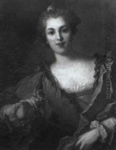Portrait Of A Lady Holding A Flower - view 1