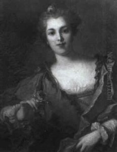 Portrait Of A Lady Holding A Flower