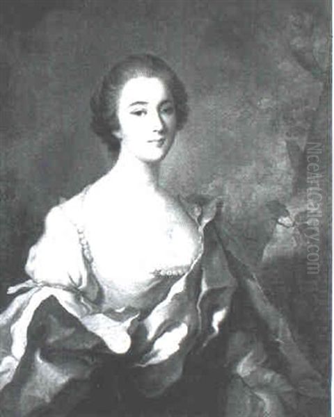 Portrait Of A Lady Wearing A Blue Mantle - view 1