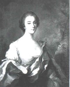 Portrait Of A Lady Wearing A Blue Mantle by Jean Marc Nattier