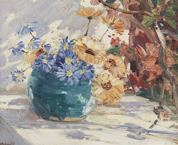 Daisies In A Green Vase - view 1