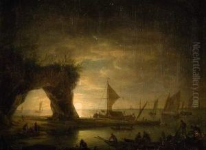 Pecheurs Au Clair De Lune by Charles Biot