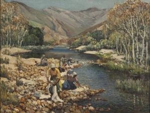 Washday Beside The Hex River by Pieter Hugo Naude