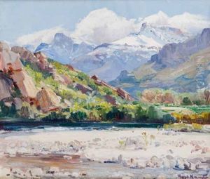 A Mountainous River Landscape by Pieter Hugo Naude