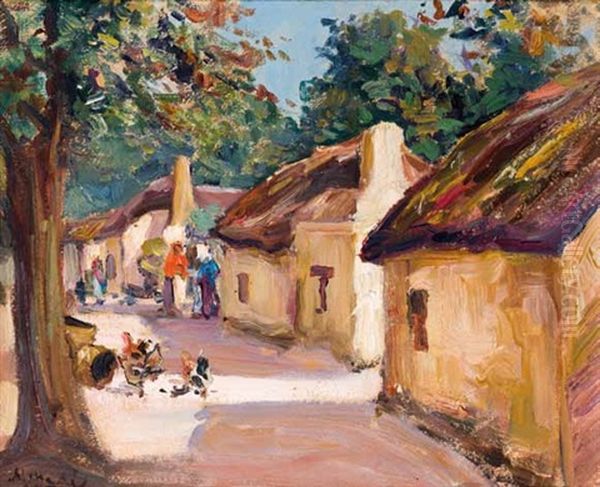 Figures And Chickens Outside A Cape Cottage - view 1