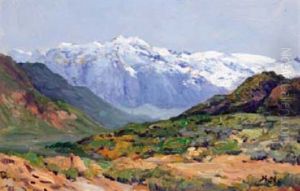 Landscape With Snow-capped Mountains by Pieter Hugo Naude
