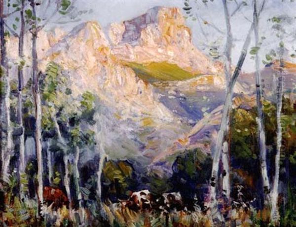 Cattle In A Mountainous Landscape - view 1