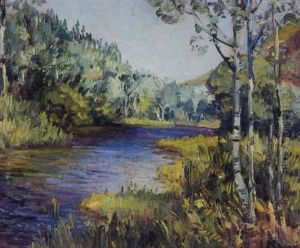 A River In A Wooded Landscape A River In A Wooded Landscape