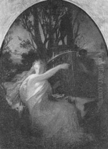 Nymphe An Der Harfe by Julius Naue