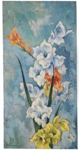 Weise Und Gelbe Gladiolen by Heinrich Nauen
