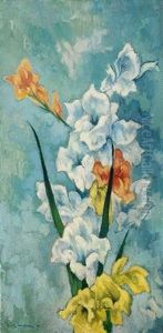 Weise Und Gelbe Gladiolen by Heinrich Nauen