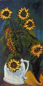 Sonnenblumen In Weisem Krug