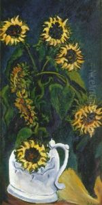 Sonnenblumen Im Weisen Krug by Heinrich Nauen