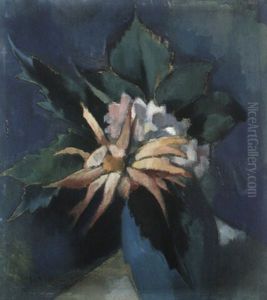 Stilleben Mit Blume In Blauer Vase Stilleben Mit Blume In Blauer Vase