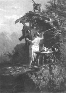 Monch Beim Ausklopfen Seiner Kutte by Carl Naumann
