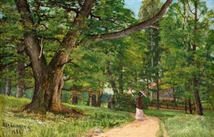 Flanorer I Frisens Park Vid Waldemarsudde by Ivar Naumann