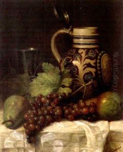 Cruche, Raisins Et Poires Sur Une Table