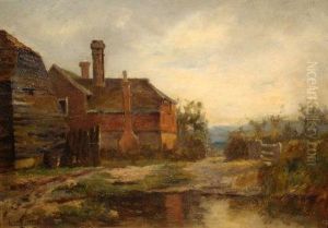 A Farmhouse And Barn Beside A Duck Pond