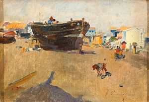 Playa Con Barca by Jose Navarro Llorens