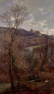 Hilltop Village In A Winter Landscape by Lionel Birch