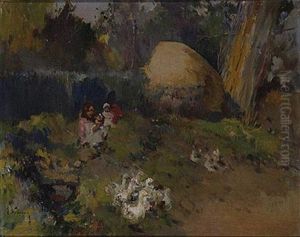Ninos Y Gansos by Jose Navarro Llorens