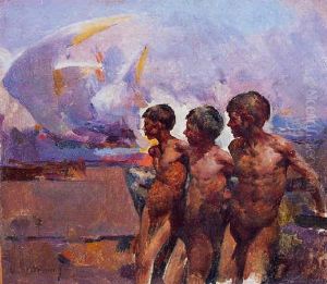 Muchachos En La Playa by Jose Navarro Llorens