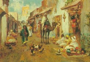 An Arab Street Scene by Jose Navarro Llorens