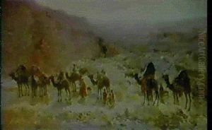 A Caravan In The Desert by Jose Navarro Llorens