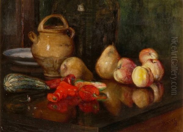 Stillleben Mit Apfeln, Birnen, Zucchetti Und Paprika - view 1