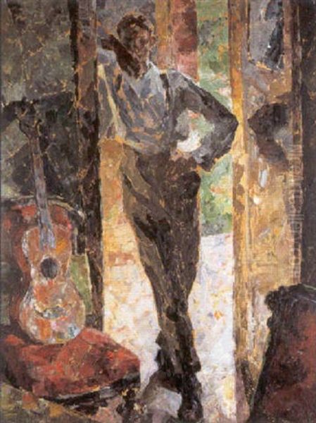Interieur Met Jonge Man En Gitaar - view 1
