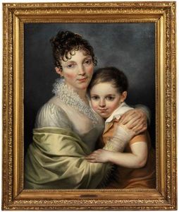 Doppelbildnis Einer Jungen Frau Mit Ihrem Sohnchen by Francois-Joseph Navez