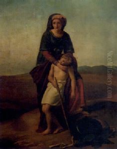 Hagar And Ishmael In The Desert by Francois-Joseph Navez
