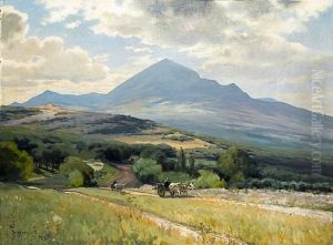 Oxen Pulling Carts Through A Crimean Landscape