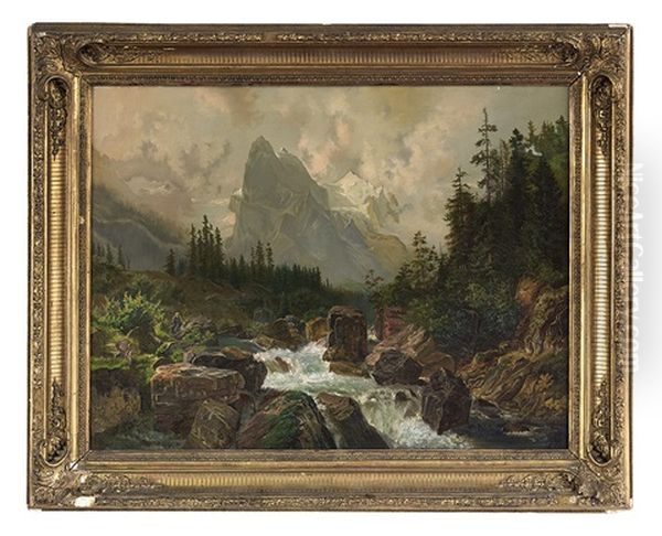Mountainscape With Rapids And Figure - view 1
