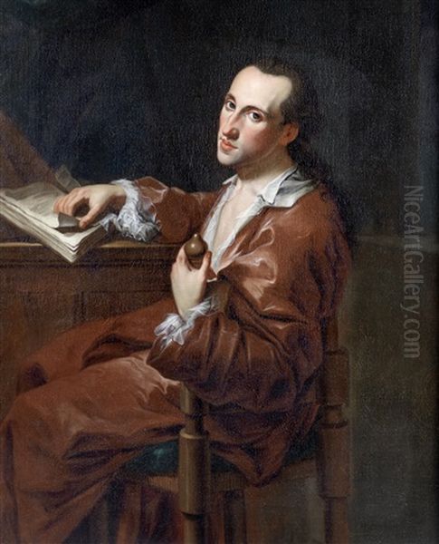 Portrait Of A Gentleman, Three-quarter-length, In A Brown Coat, Reading - view 1