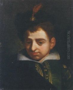 Paggetto Con Cappello Piumato E Abito Verde