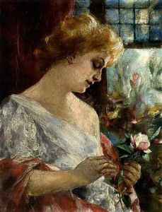 Junge Frau Mit Rosenbluten by David Dalhoff Neal