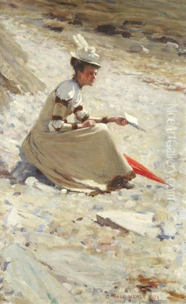 Reading On The Beach - view 1