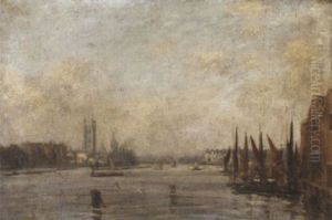The Houses Of Parliament From The South Bank by David S. Neave