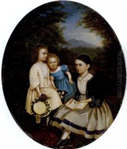 Drei Kinder Im Freien by Friedrich Joseph Adolf Nebel
