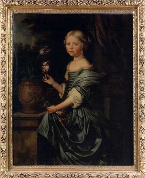 Portrait De Jeune Fille Au Bouquet De Fleurs - view 1