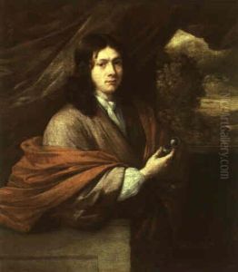 Portrait Of A Gentleman Holding A Pocket Watch On A Balustrade